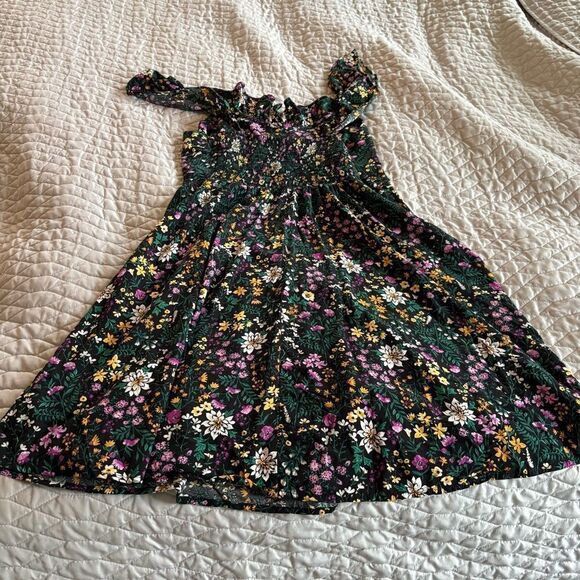 Floral Purple, Black and Green Fit and Flare Lightweight Sun Dress - Picture 5 of 6